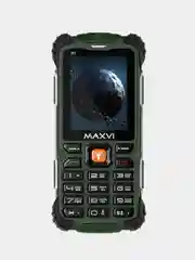 Зеленый мобильный телефон Maxvi R1, ЗАЩИТА ОТ ВЛАГИ И ПЫЛИ, АККУМУЛЯТОР 1800мАч