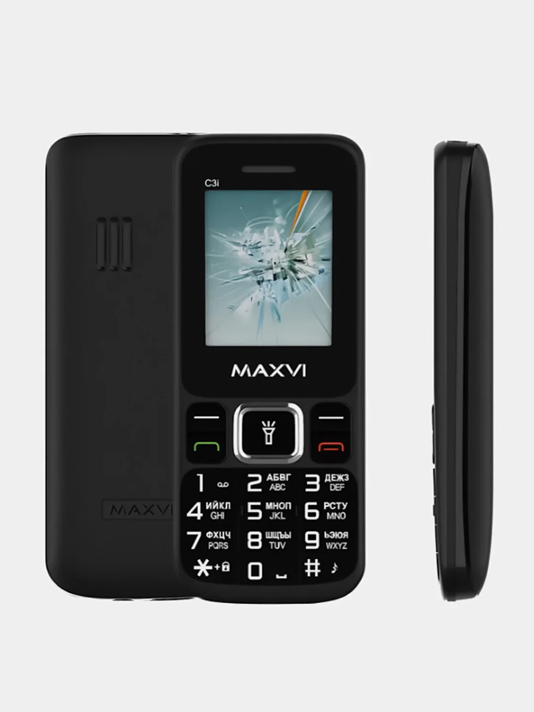 Черный мобильный телефон Maxvi C3i, аккумулятор 800 мАч