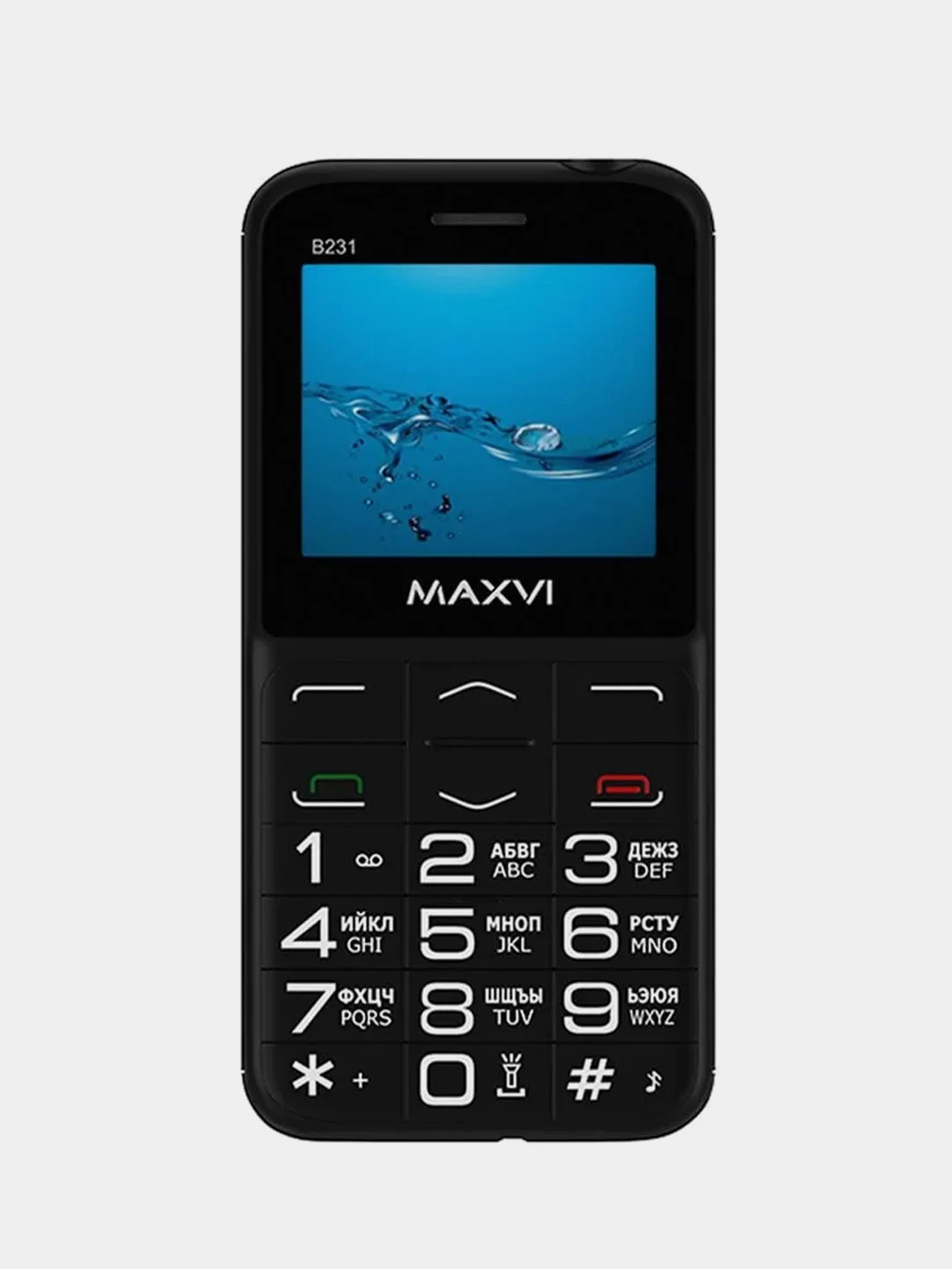 Черный мобильный телефон Maxvi B231, БОЛЬШИЕ КНОПКИ, С КАМЕРОЙ, АККУМУЛЯТОР 1400мАч
