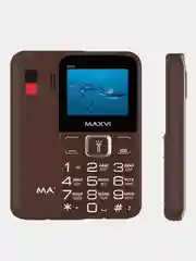 Коричневый мобильный телефон Maxvi B200, БОЛЬШИЕ КНОПКИ, С КАМЕРОЙ, АККУМУЛЯТОР 1400мАч
