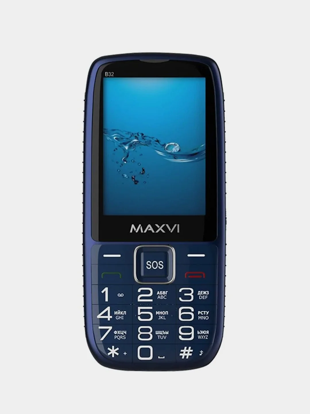 Синий мобильный телефон Maxvi B32, громкий динамик