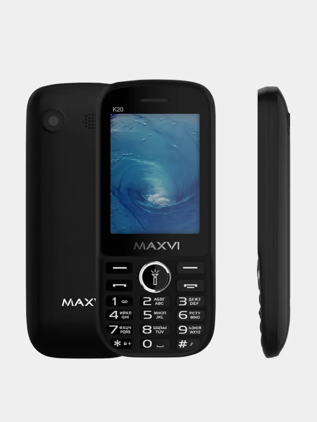 Черный мобильный телефон Maxvi K20, аккумулятор 2500 мАч