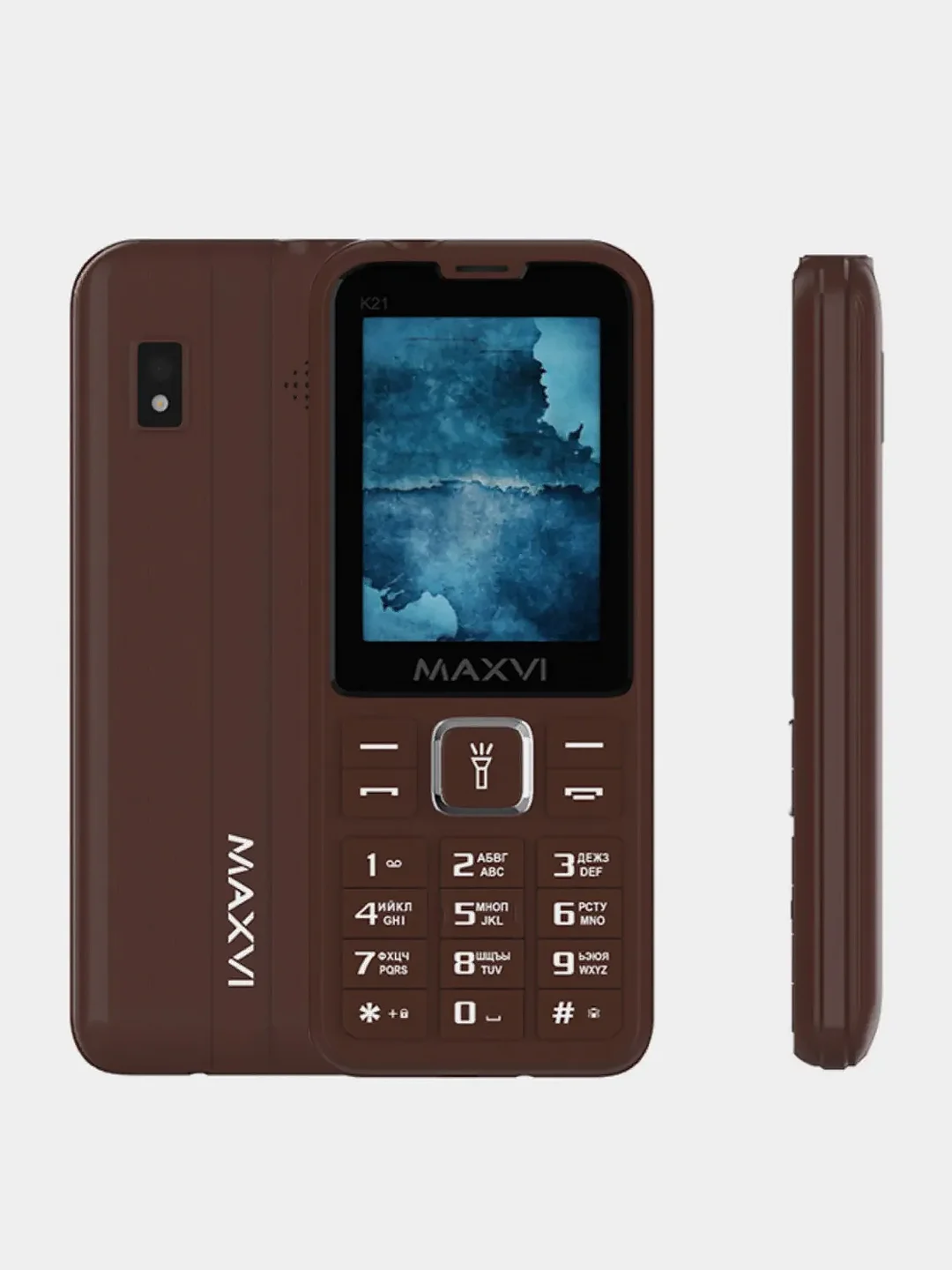 Коричневый мобильный телефон Maxvi K21, аккумулятор 1400 мАч