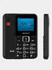 Черный мобильный телефон Maxvi B200, БОЛЬШИЕ КНОПКИ, С КАМЕРОЙ, АККУМУЛЯТОР 1400мАч