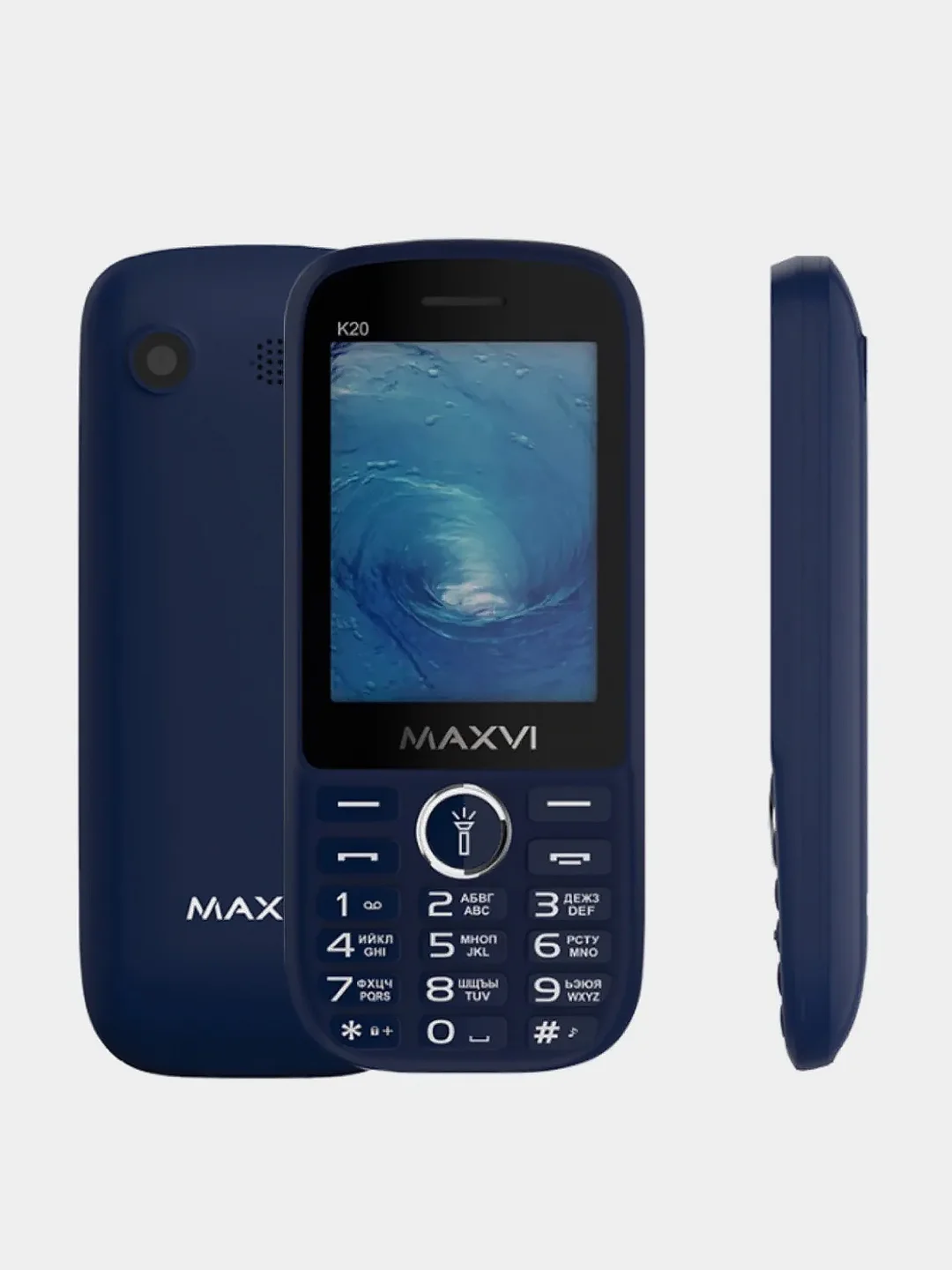 Синий мобильный телефон Maxvi K20, аккумулятор 2500 мАч