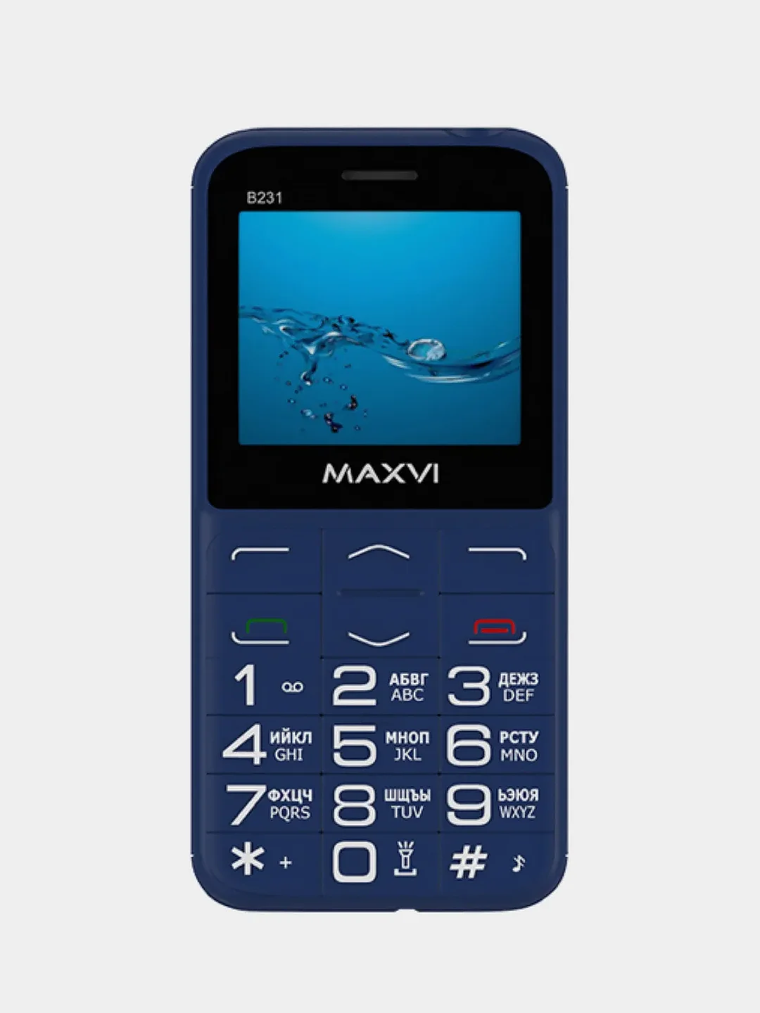 Синий мобильный телефон Maxvi B231, БОЛЬШИЕ КНОПКИ, С КАМЕРОЙ, АККУМУЛЯТОР 1400мАч