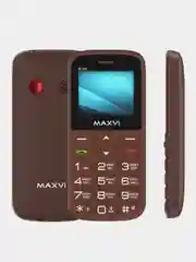 Коричневый мобильный телефон Maxvi B100, БОЛЬШИЕ КНОПКИ, БЕЗ КАМЕРЫ, АККУМУЛЯТОР 600мАч