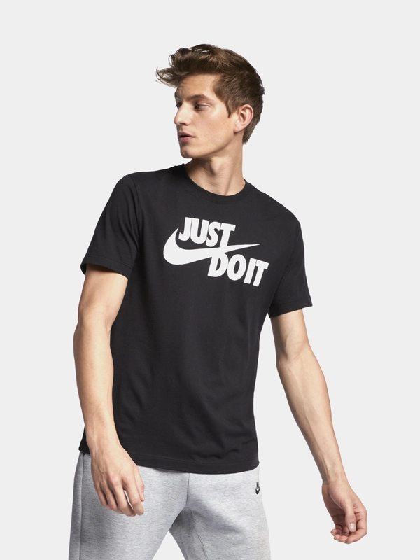 Футболка мужская Nike Just Do It, черная с логотипом, хлопок