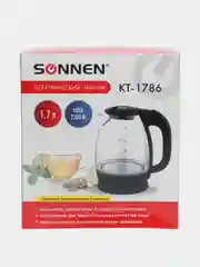 Чайник SONNEN KT-1786, 1,7л, 2200Вт, закрытый нагревательный элемент, стекло, 453422