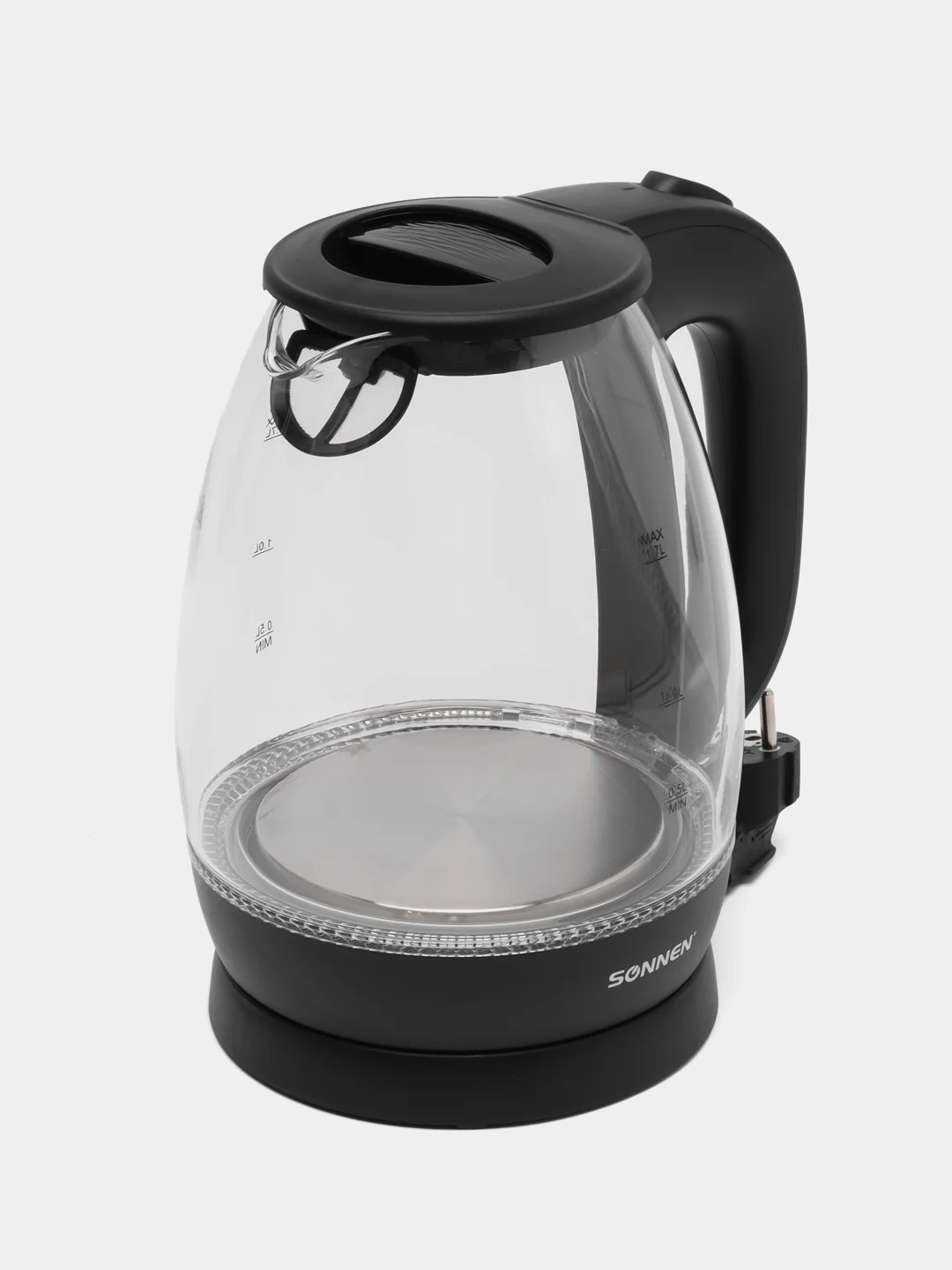 Чайник SONNEN KT-1786, 1,7л, 2200Вт, закрытый нагревательный элемент, стекло, 453422