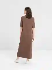 Шоколадный платье женское, макси, платье с боковым разрезом, спортивный стиль