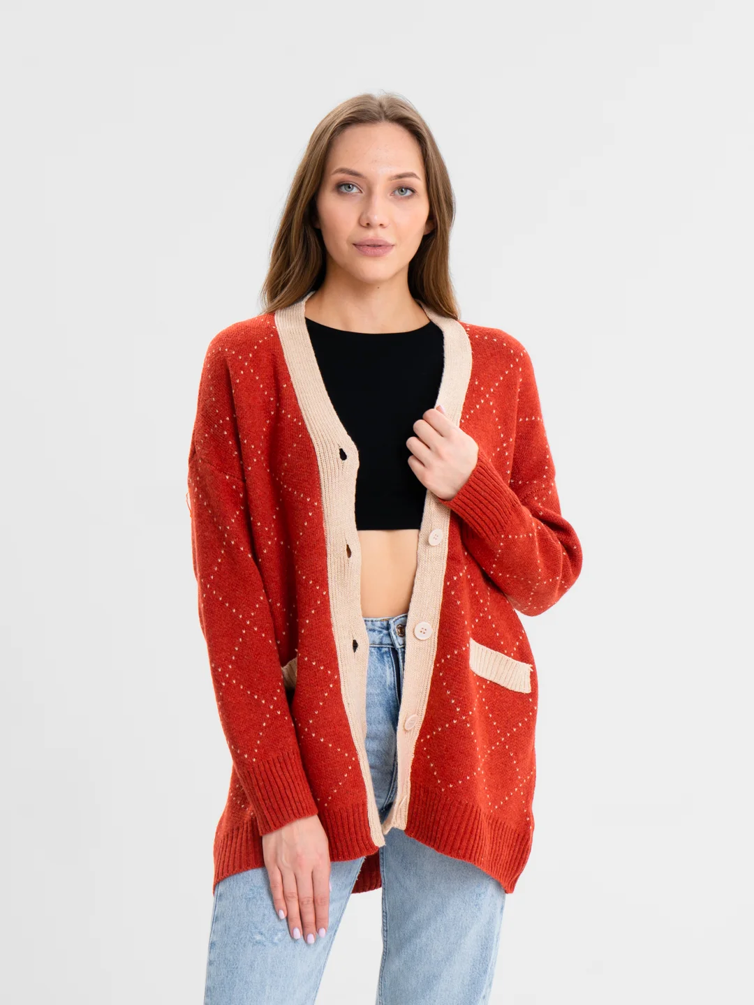 Коралловый кардиган
