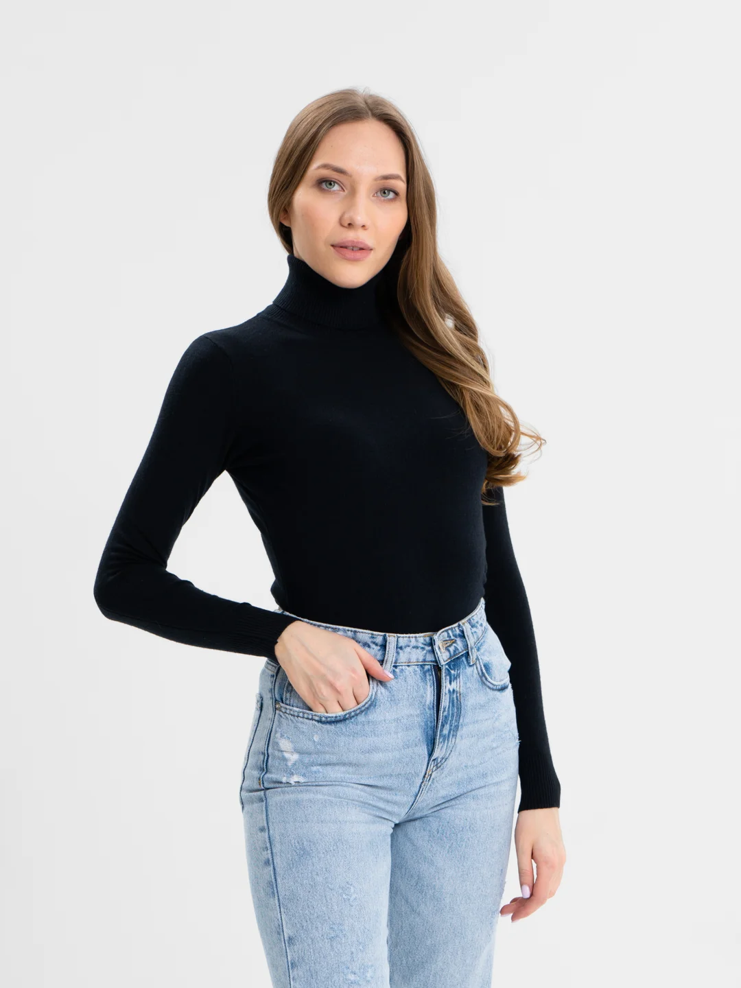 Черный водолазка базовая с высоким горлом QP Store, 40-46