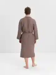 Коричневый халат мужской вафельный
