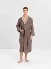 Коричневый халат мужской вафельный