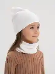 Молочный шапка детская, со снудом, хлопок, осень