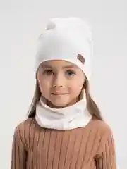 Молочный шапка детская, со снудом, хлопок, осень