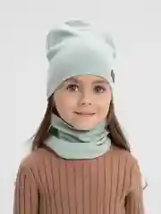 Мятный шапка детская, со снудом, хлопок, осень