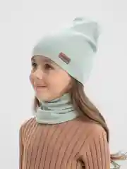 Мятный шапка детская, со снудом, хлопок, осень