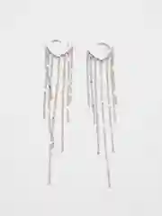 Серебряный женские вечерние серьги длинные, кисточки, висячие
