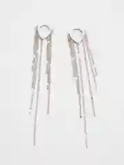 Серебряный женские вечерние серьги длинные, кисточки, висячие