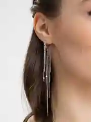 Серебряный женские вечерние серьги длинные, кисточки, висячие