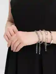 Серебряный браслет женский цепочка круглый набор 4шт