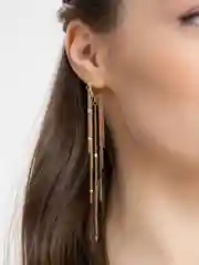 Золотой женские вечерние серьги длинные, кисточки, висячие