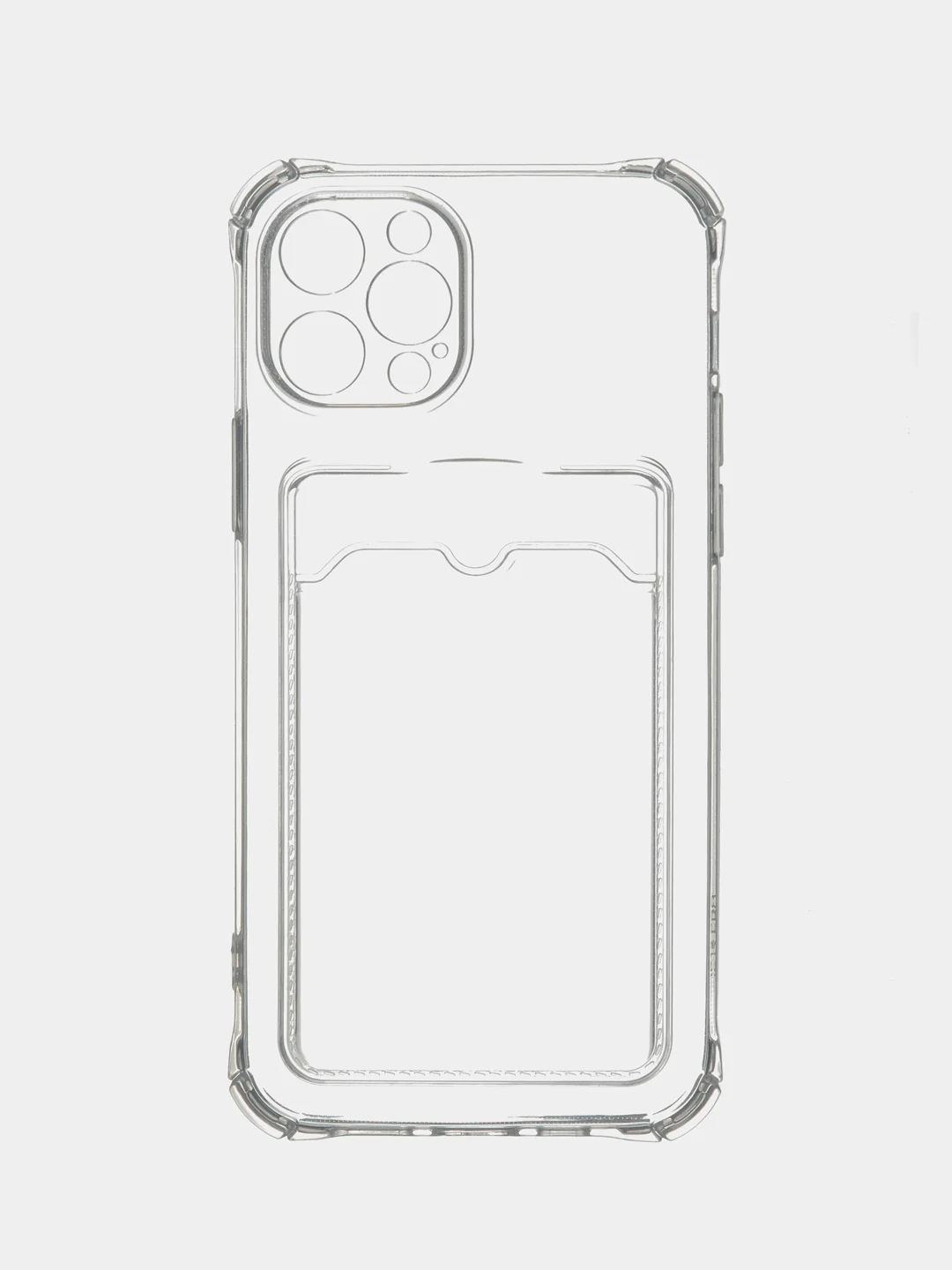 Прозрачный чехол на iPhone 11, 12, 13, 14 Pro, 7/8/SE 2020, XR с карманом для карт, силиконовый