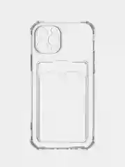 Прозрачный чехол на iPhone 11, 12, 13, 14 Pro, 7/8/SE 2020, XR с карманом для карт, силиконовый