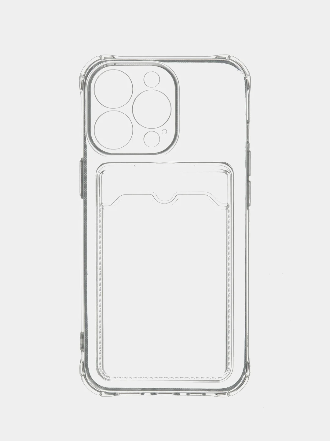 Прозрачный чехол на iPhone 11, 12, 13, 14 Pro, 7/8/SE 2020, XR с карманом для карт, силиконовый