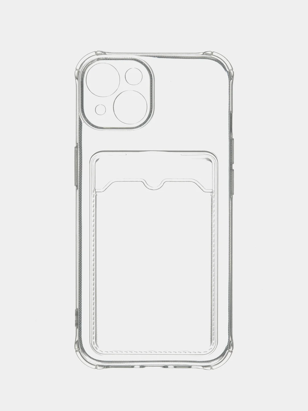 Прозрачный чехол на iPhone 11, 12, 13, 14 Pro, 7/8/SE 2020, XR с карманом для карт, силиконовый