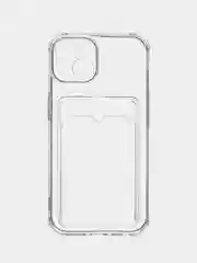 Прозрачный чехол на iPhone 11, 12, 13, 14 Pro, 7/8/SE 2020, XR с карманом для карт, силиконовый