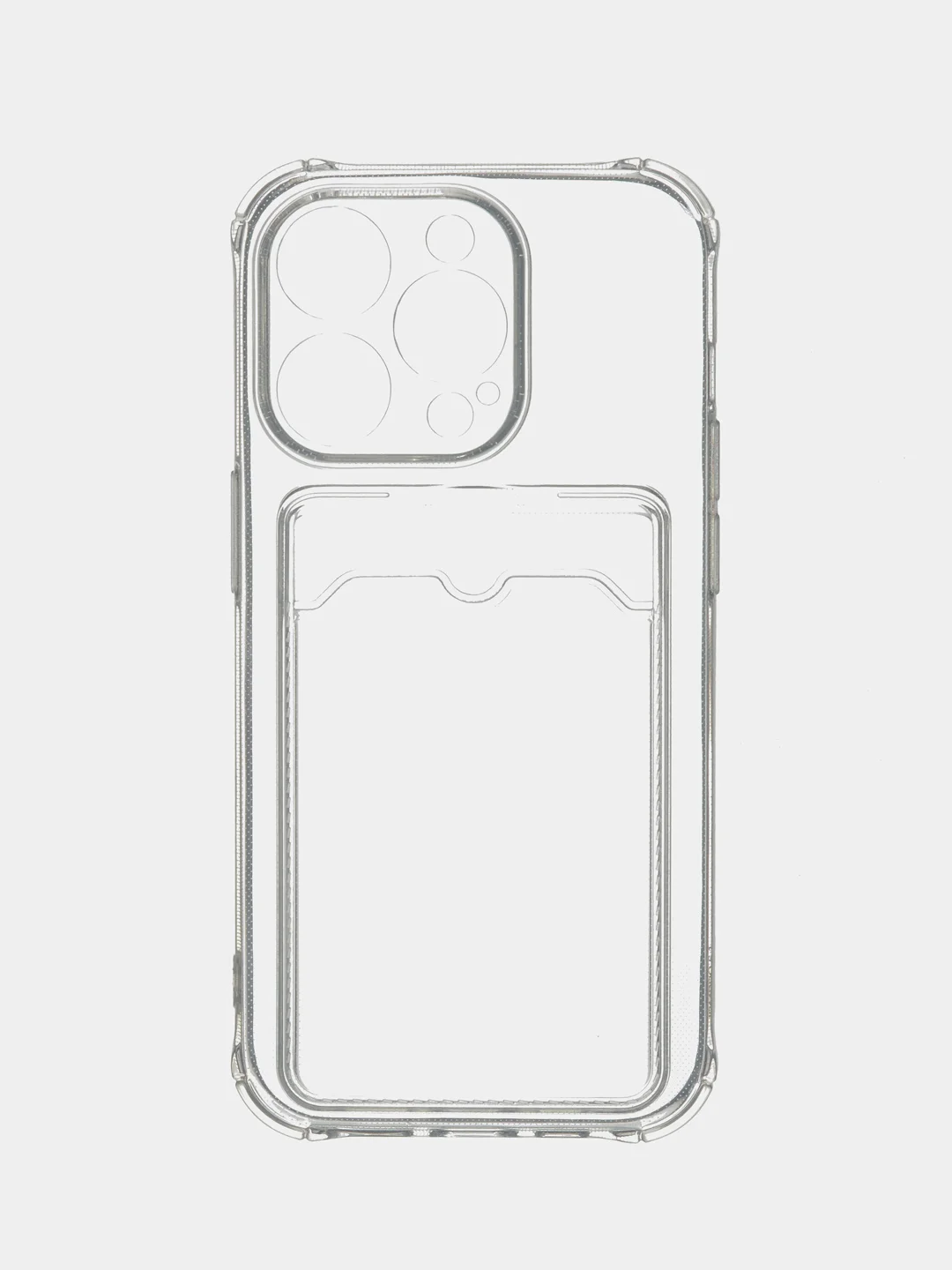 Прозрачный чехол на iPhone 11, 12, 13, 14 Pro, 7/8/SE 2020, XR с карманом для карт, силиконовый