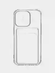 Прозрачный чехол на iPhone 11, 12, 13, 14 Pro, 7/8/SE 2020, XR с карманом для карт, силиконовый