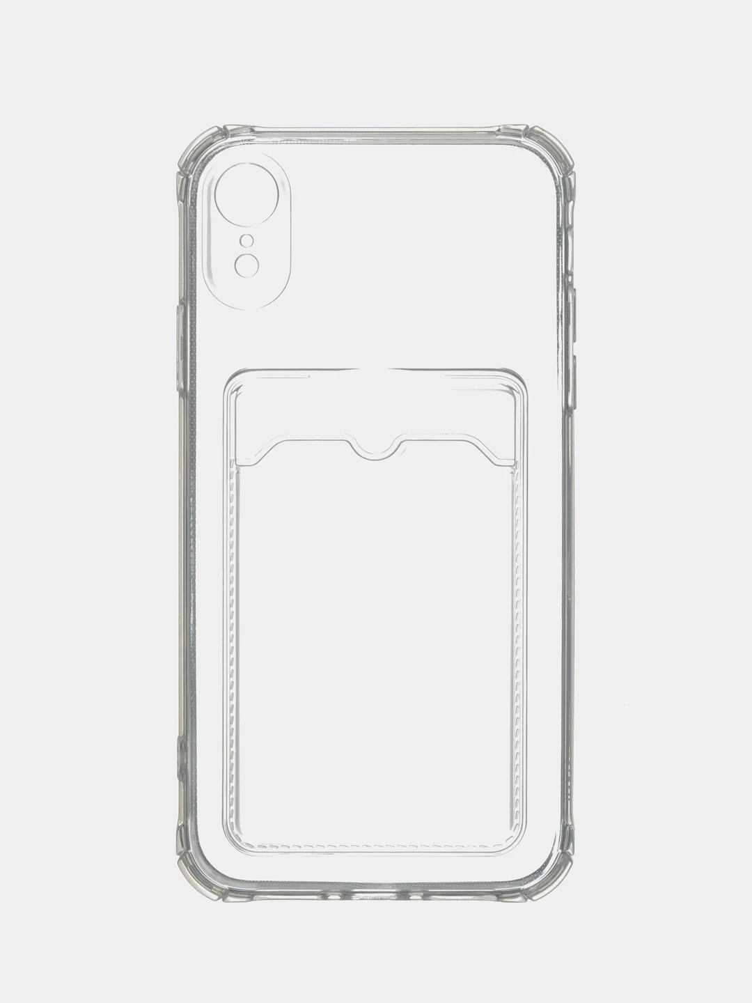 Прозрачный чехол на iPhone 11, 12, 13, 14 Pro, 7/8/SE 2020, XR с карманом для карт, силиконовый