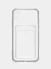 Прозрачный чехол на iPhone 11, 12, 13, 14 Pro, 7/8/SE 2020, XR с карманом для карт, силиконовый