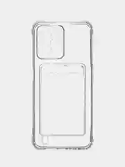 Прозрачный чехол прозрачный на Realme С31 C35 силиконовый с карманом для карт Реалми