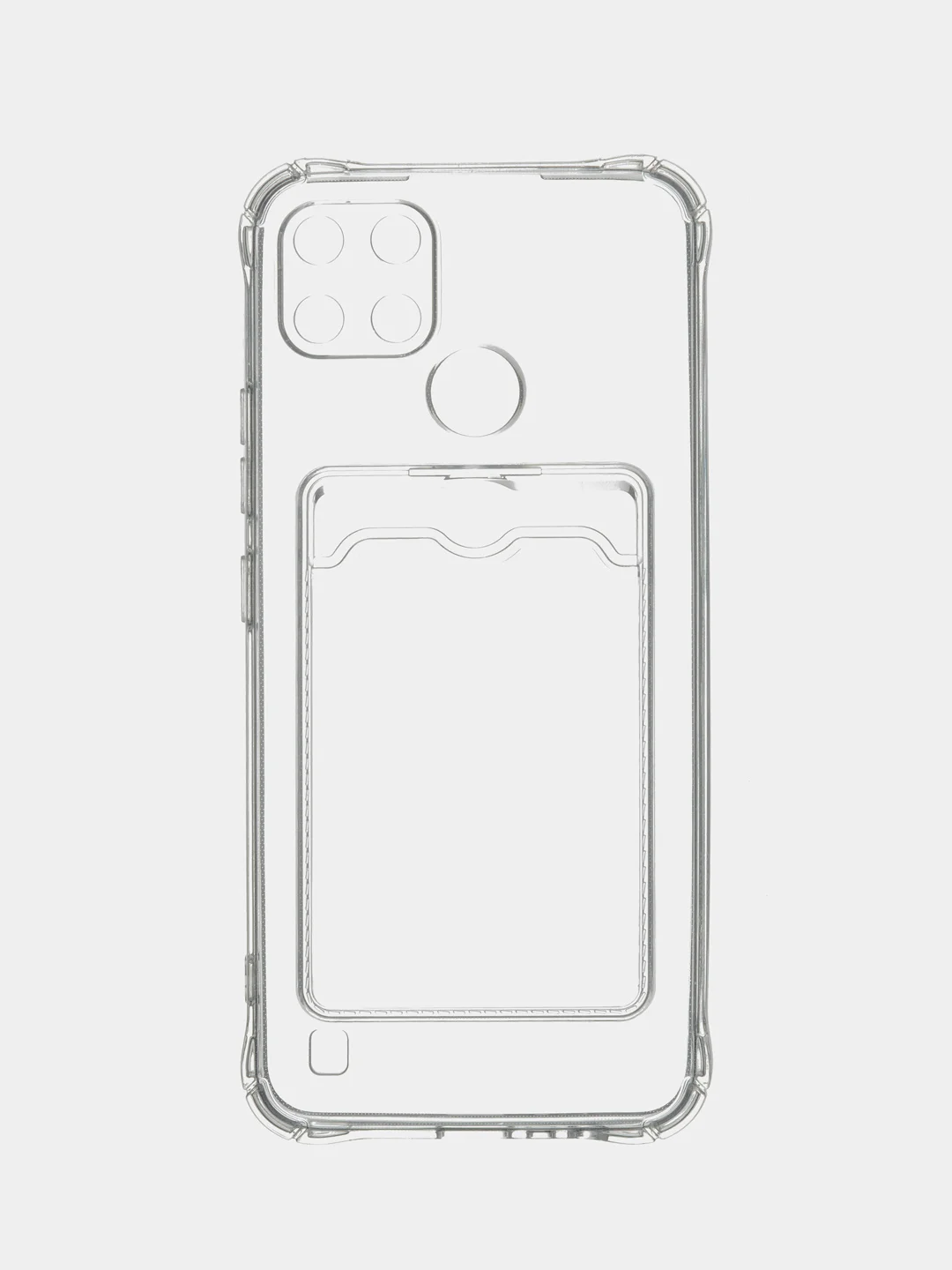 Прозрачный чехол прозрачный на Realme С31 C35 силиконовый с карманом для карт Реалми