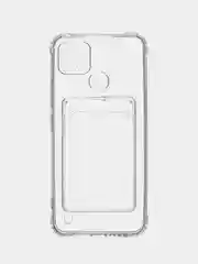 Прозрачный чехол прозрачный на Realme С31 C35 силиконовый с карманом для карт Реалми