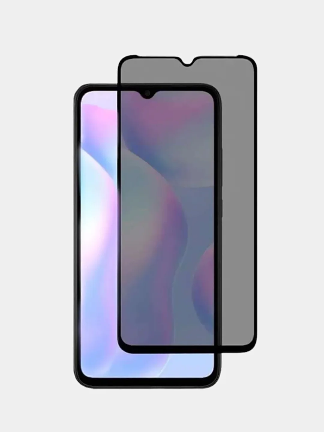 Черный защитное стекло антишпион Xiaomi Redmi 9, Poco M3, Redmi 9T (Редми 9, Поко М3, Редми 9Т)