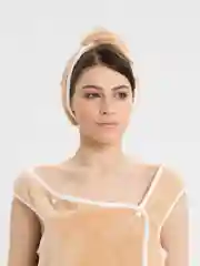 Бежевый набор для сауны, женский: халат, полотенце