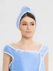 Голубой набор для сауны, женский: халат, полотенце