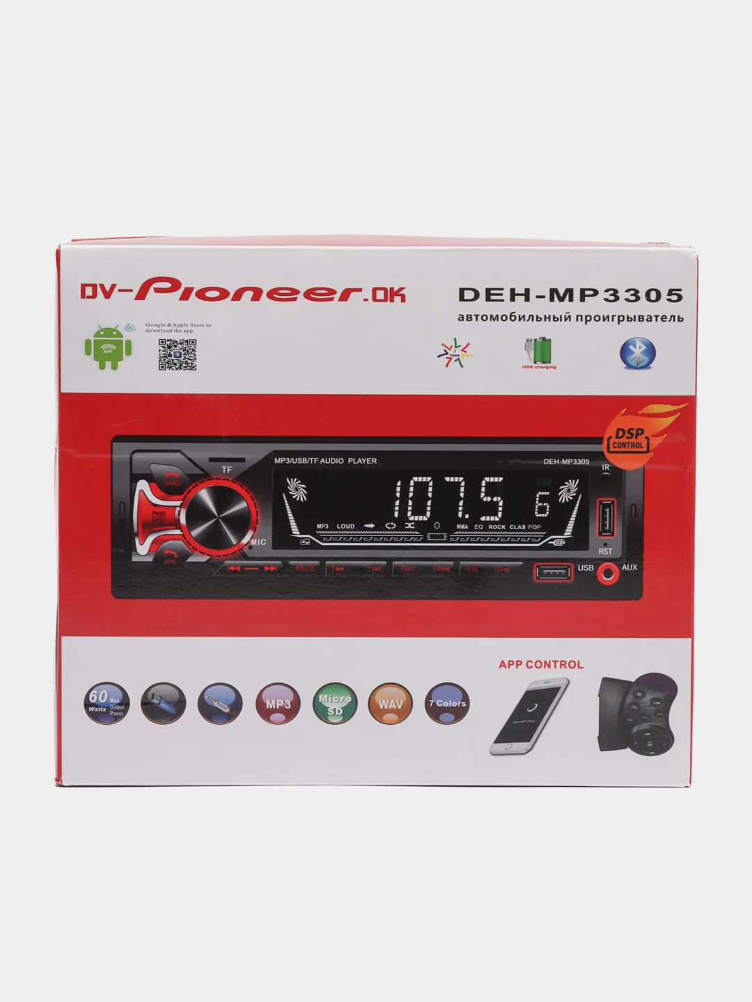 Автомагнитола DV-Pioneer OK DEH-MP3305, bluetooth, usb, microsd, aux, fm, пульт