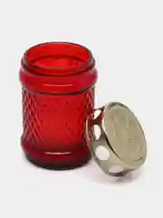Алый лампадка неугасимая со свечой,10 *6 см/Церковная лампада/Стекляная,разноцв./Горит 8 часов
