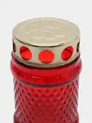 Алый лампадка неугасимая со свечой,10 *6 см/Церковная лампада/Стекляная,разноцв./Горит 8 часов