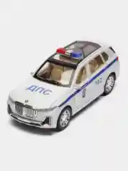 Белый машина "Полиция" БМВ х7, металлическая, инерционная, 21 см