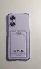 Розовый чехол OPPO A38/ OPPO A17/ OPPO A17K с карманом для пластиковой карты, противоударные углы