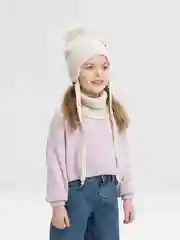 Коралловый меланж комплект детский, демисезонный: шапка, снуд