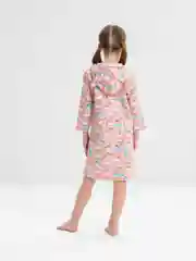 Кораллово-розовый халат для девочки с капюшоном